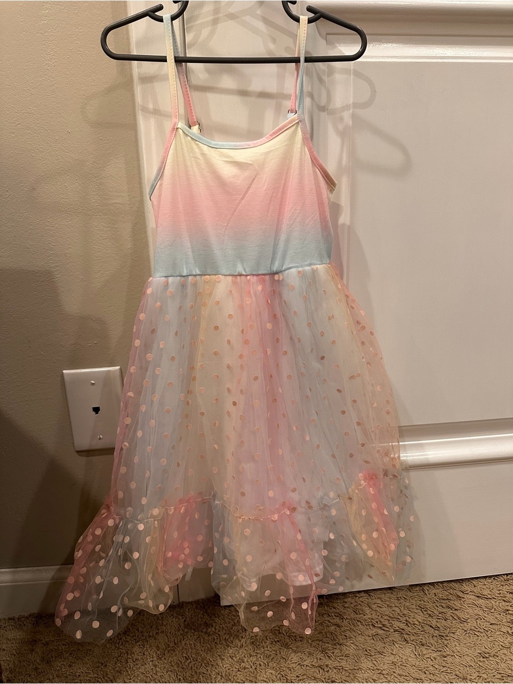 Girls Pastel Ombre Polka Dot Tulle Dress